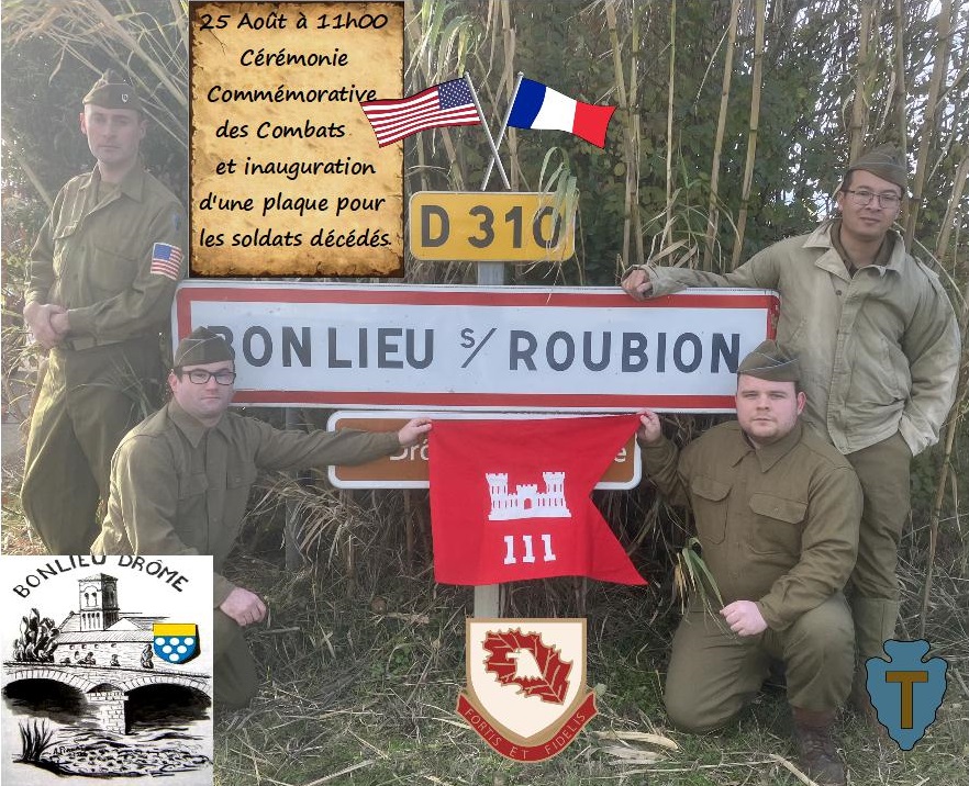 Cérémonie d’inauguration plaque pour les américains morts le 25 août 1944 à Bonlieu-sur-Roubion